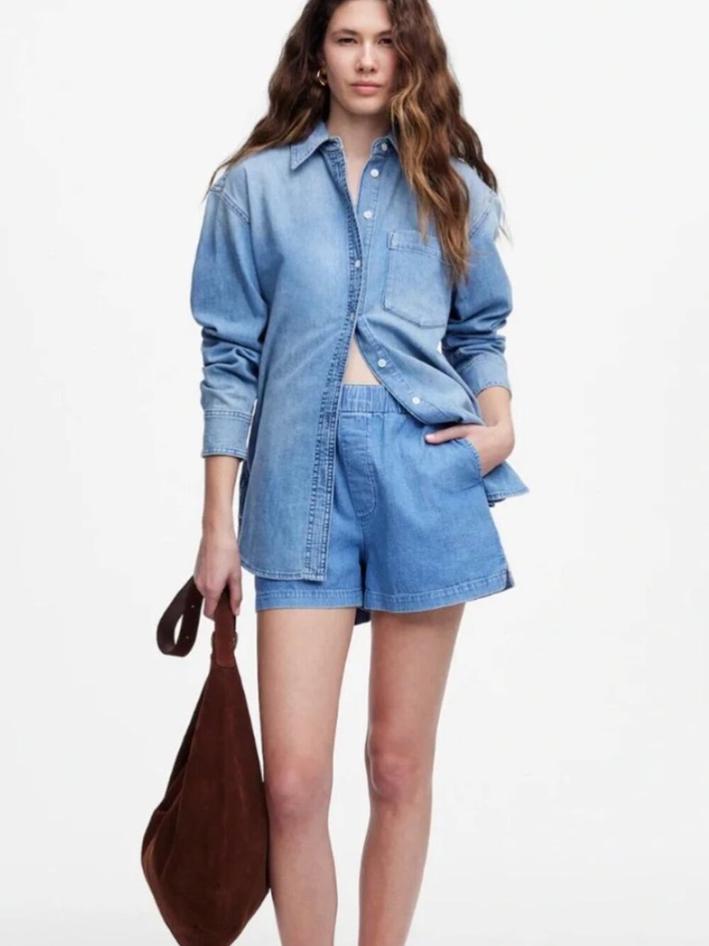 Madewell Denim Pull-On Shorts Marnie Wash | Size Small - Picture 2 of 8